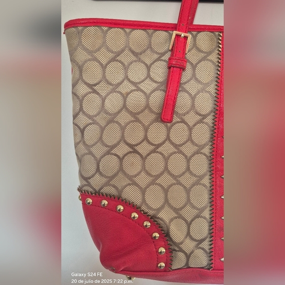 Nine West Pink and Cream Tote Bag with Dual Handles - Picture 12 of 14